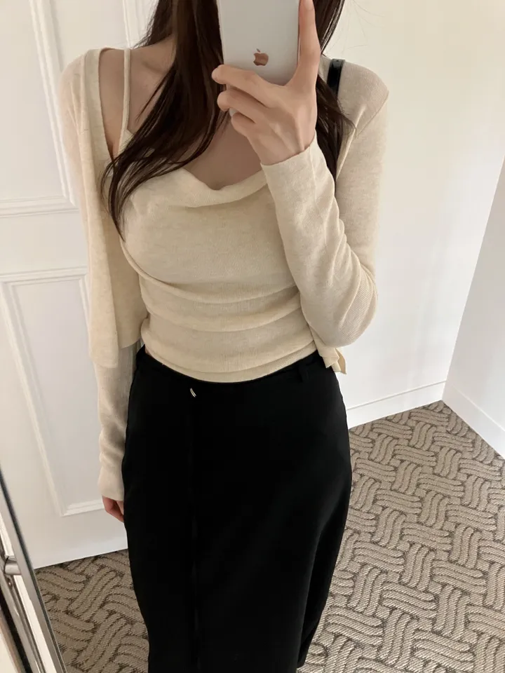 [만족후기/여리한핏]로수 셔링 나시 가디건 set(2컬러) 상세 이미지 7