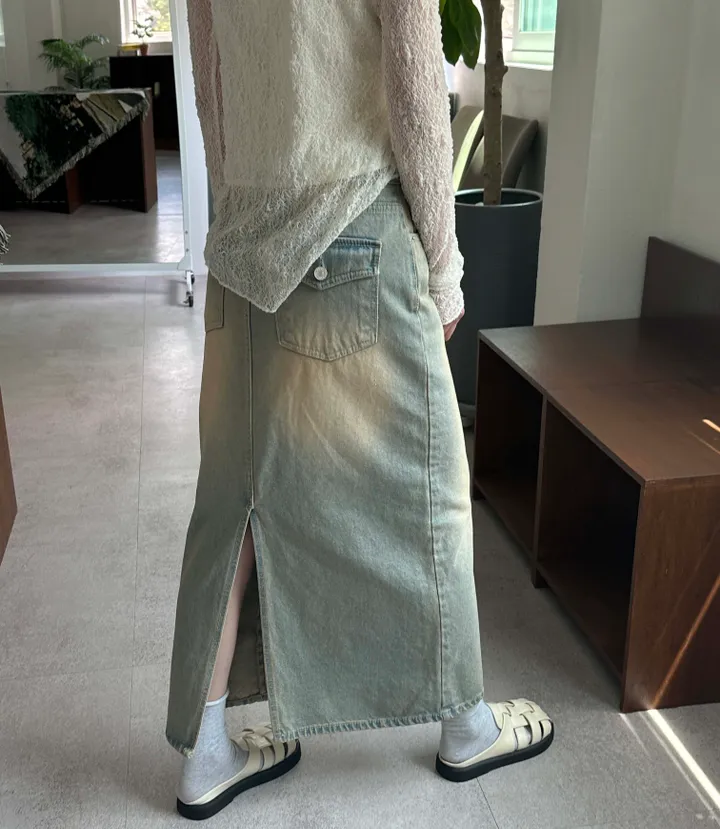 日本未入荷 CHUU★ヴィンテージウォッシュデニムスカート