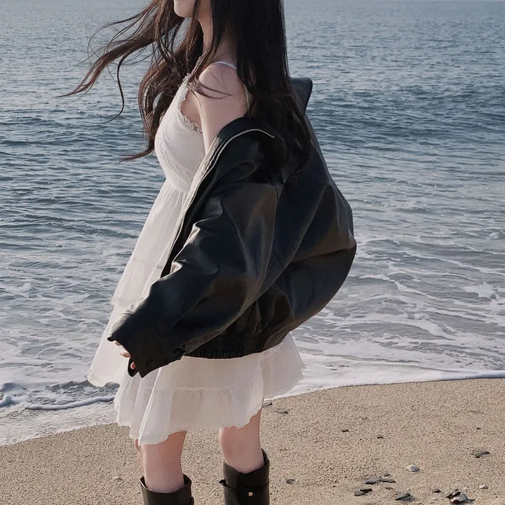 [핵고퀄!/✨주문폭주/후기극찬✨]매트 레더의 정석,오버핏 레더 블루종 자켓 점퍼 상세 이미지 42