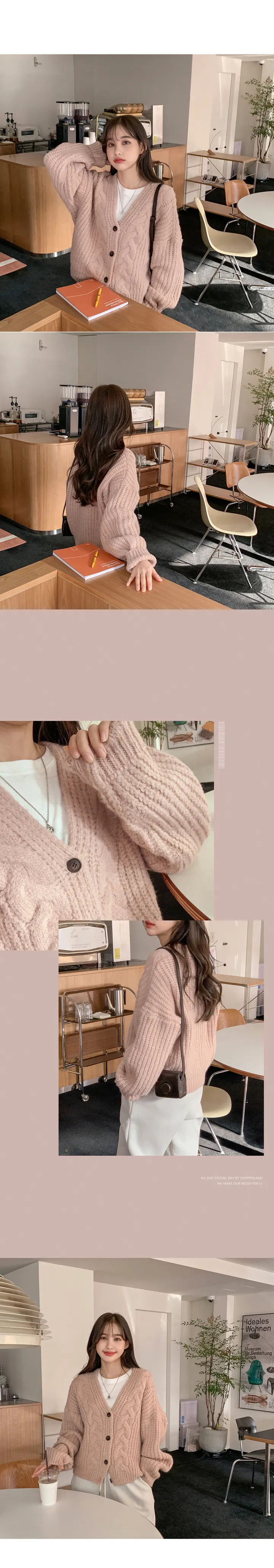 [고퀄리티/울소재]베어링 도톰 울 크롭 가디건 (4color) 상세 이미지 12