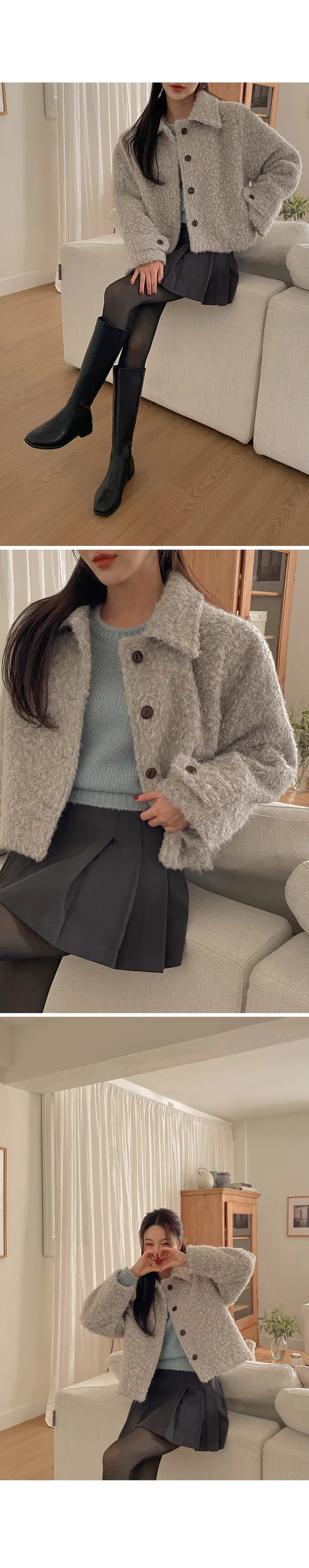 (필수소장추천/울코트/크롭코트/러블리/꾸안꾸/주문폭주) 포어 비죠 울 헤어코트 CT 상세 이미지 2