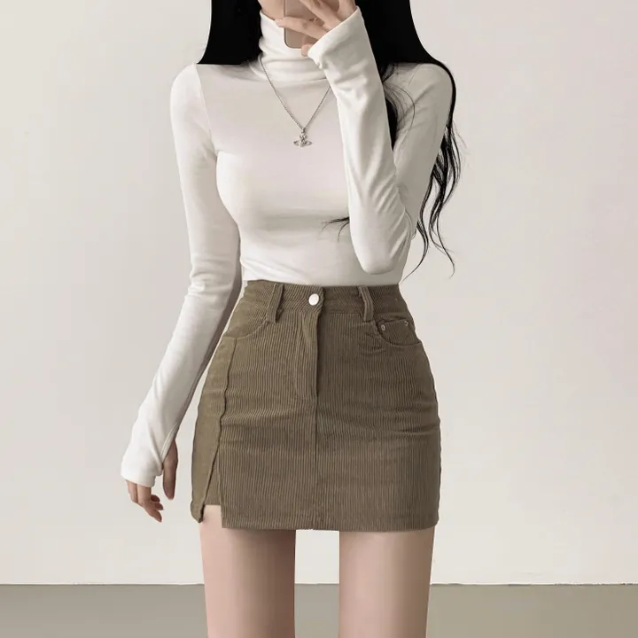 [핏보장!/연말룩ver.] 겨울느낌 골덴 코듀로이 미니 H라인 스커트 상세 이미지 5