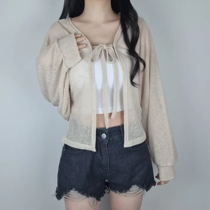 [최저가✨/핏보장] 국내제작 여름 살탐방지 팔뚝커버 리본 볼레로 시스루 여름 가디건 (3color) 상세 이미지 10