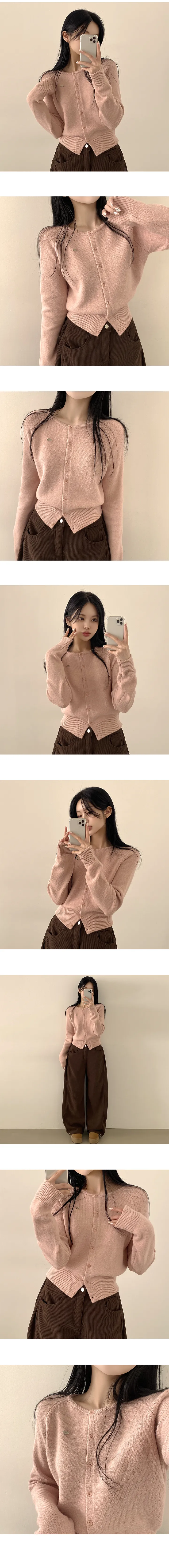 [와펜포인트!/잘록핏~] 포근하게 부드러운, 데일리 울 나그랑 라벨 펜던트 긴팔 니트가디건 (7color) 상세 이미지 4