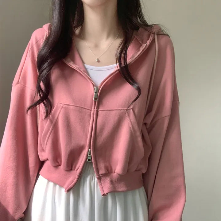[아방귀염핏💕/투웨이] 로멜 크롭 루즈핏 벌룬 김팔 투웨이 후드 집업 상세 이미지 16
