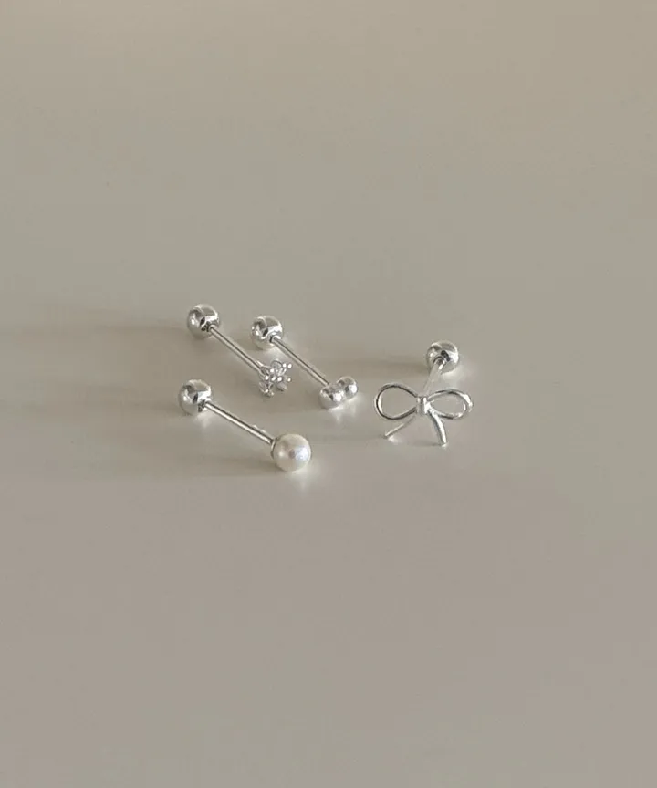 [925silver/4set] charlotte 리본 진주 큐빅 볼 925실버 피어싱세트 상세 이미지 20