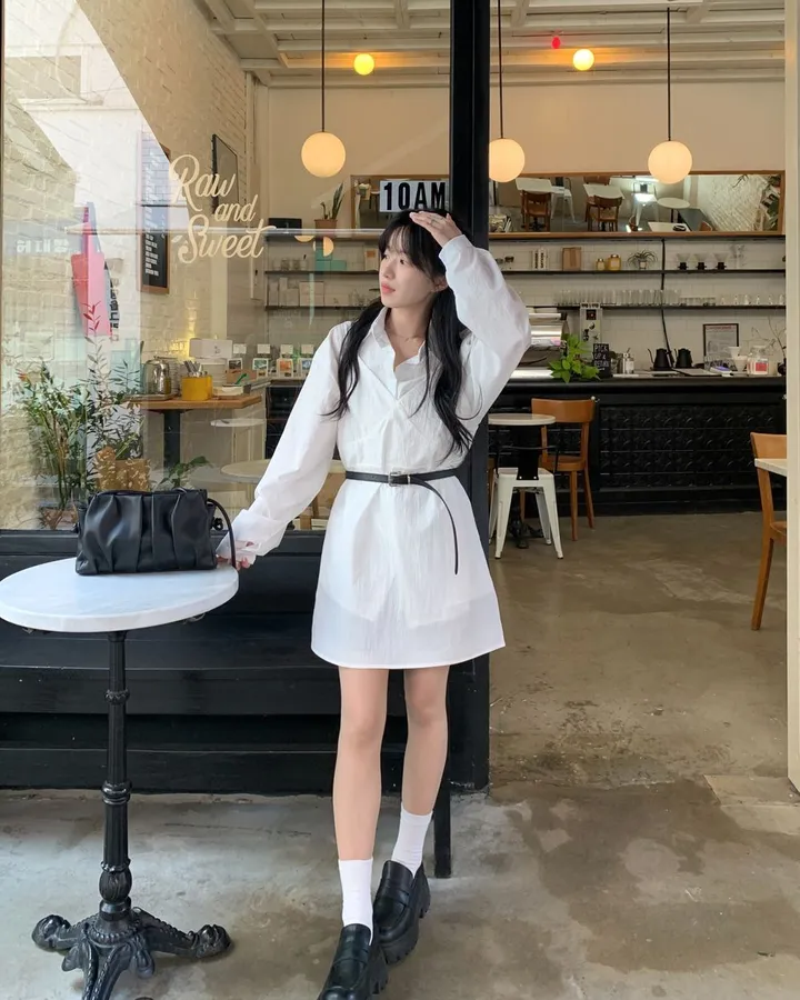 [set🖤/기장조절/데이트룩] 셔츠ops+뷔스티에ops 투피스 레이어드 세트set 상세 이미지 26