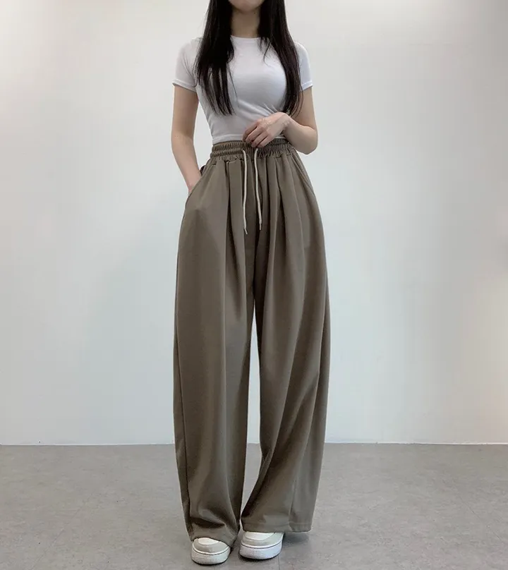 [기장선택/사계절팬츠] 루크 더블 핀턱 와이드 밴딩 롱팬츠 트레이닝 팬츠 4color 상세 이미지 36