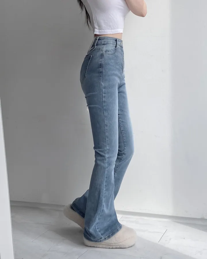 [인생팬츠/기장선택/~2XL] 빈티지 워싱 스판 하이웨스트 부츠컷 데님 롱 팬츠 - 6color 상세 이미지 54