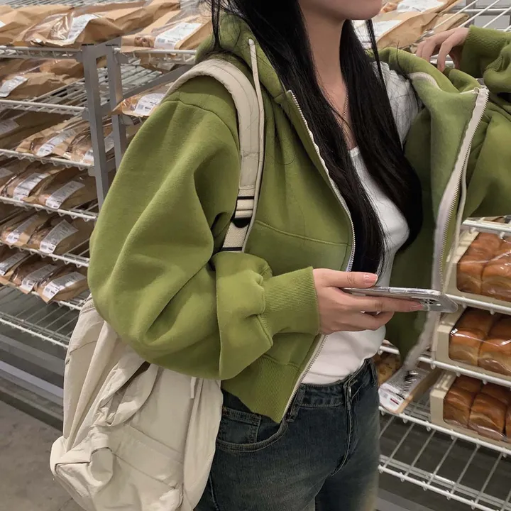[완전인기✨/백염컬러 당일출고!] 자체제작 크치Made 꿈에 나온 핏, 투웨이 양기모 크롭 후드집업 ver 아우터 자켓 - zipup 상세 이미지 20