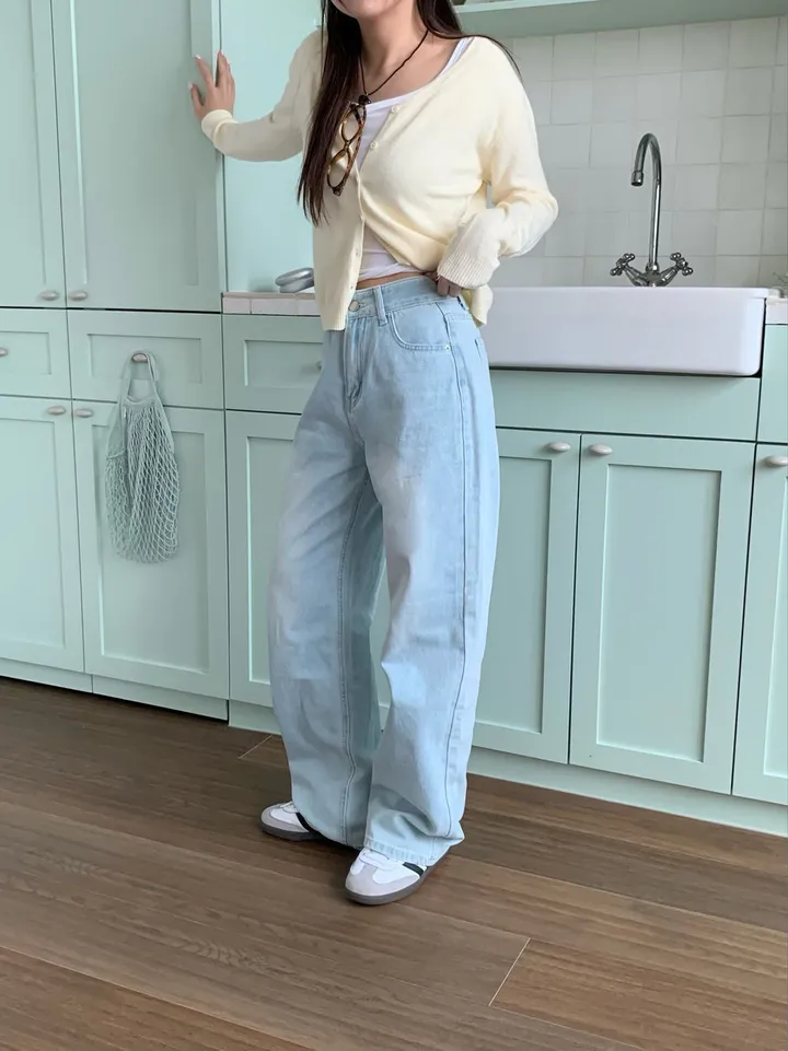 당일발송🔥메르디 브이넥 긴팔 니트 가디건 노랑 레드 화이트 블랙 봄 여름 가을  루즈핏 상세 이미지 22