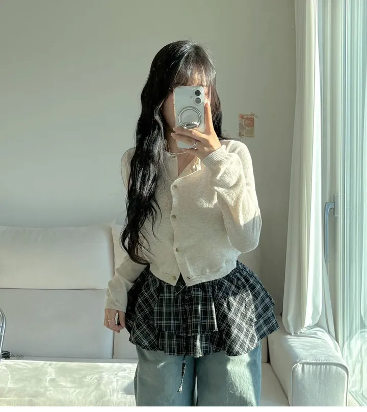 [너무 예뻐요../색감보장] 젤라또 레이어드 캐시미어 라운드 크롭 단추 니트 가디건 (9 col) 봄가디건 기본텝 상세 이미지 123