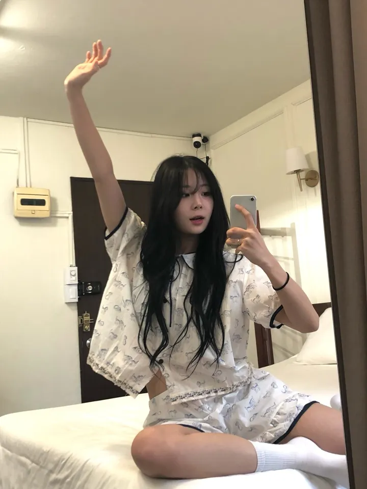 [🖤희귀템/당일출고🖤] 블랙 리본 야옹이 반팔 잠옷 세트 파자마 홈웨어 상세 이미지 12