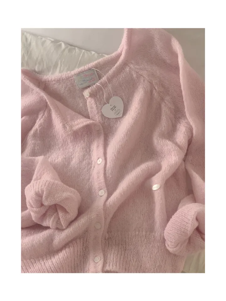 당일/봄가디건🌸 [here you] 퍼지 모헤어 cardigan - 5color (벚꽃룩/울가디건/모헤어니트/나들이룩/봄니트) 상세 이미지 10