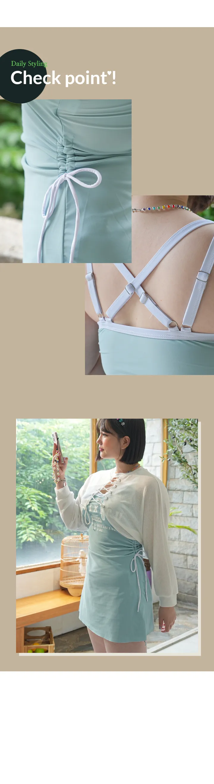 [빅사이즈 44-100]몰디브원피스 3피스수영복 (빅사이즈수영복 체형커버 긴팔 호캉스 비치웨어 모노키니 휴가룩 신행 빅사이즈비키니 만삭수영복) 상세 이미지 4