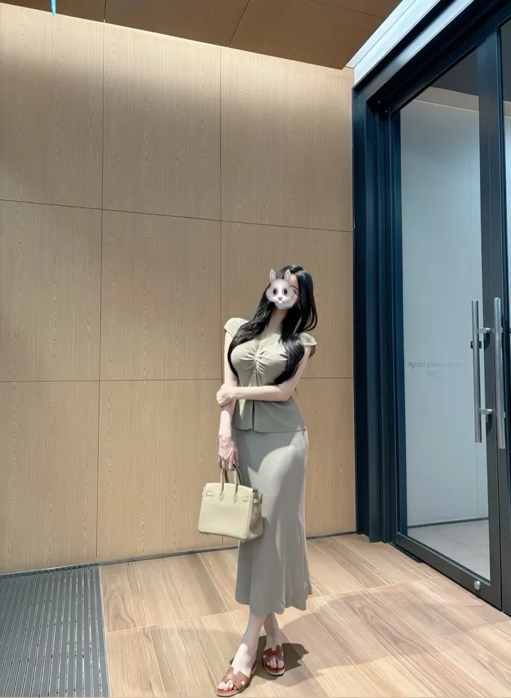 *여름원사/찰랑핏* 엘프 셔링 반캡니트 롱스커트 투피스세트 (4color) 라피에 / 여름투피스세트 여름투피스 셔링티셔츠 시원한티셔츠 반캡티셔츠 니트스커트세트 여름세트 여름코디 상세 이미지 11