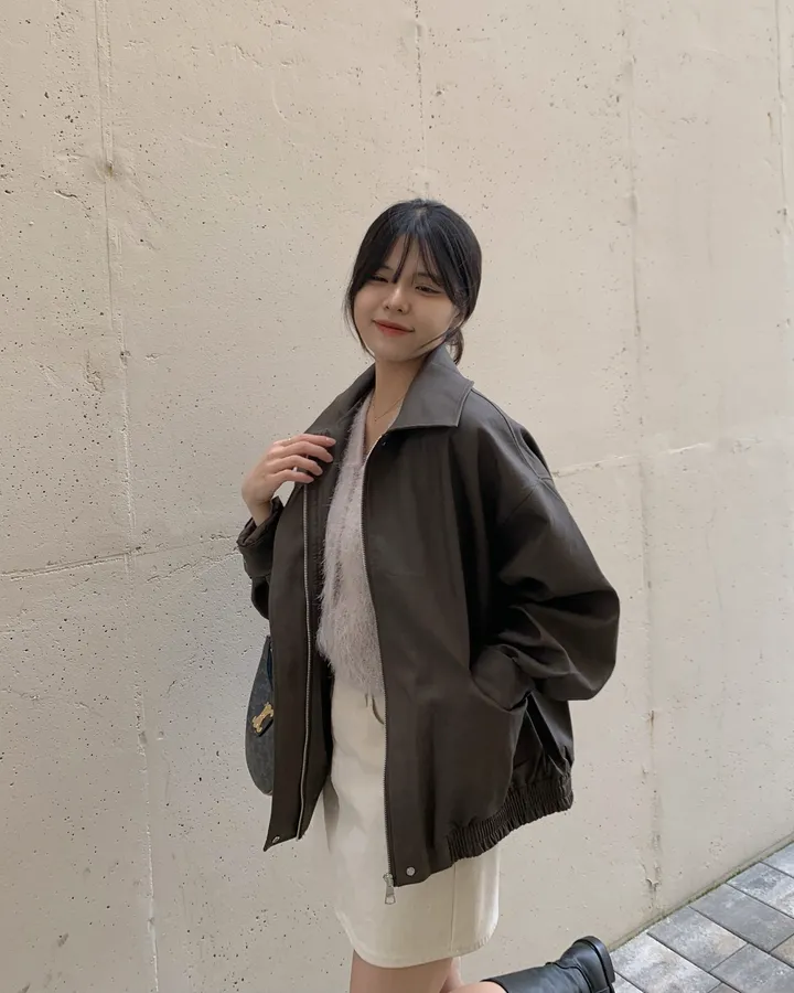 <미리 봄🌸/찐오버핏> 데이 오버핏 카라 블루종 레더자켓 - 2color 상세 이미지 2
