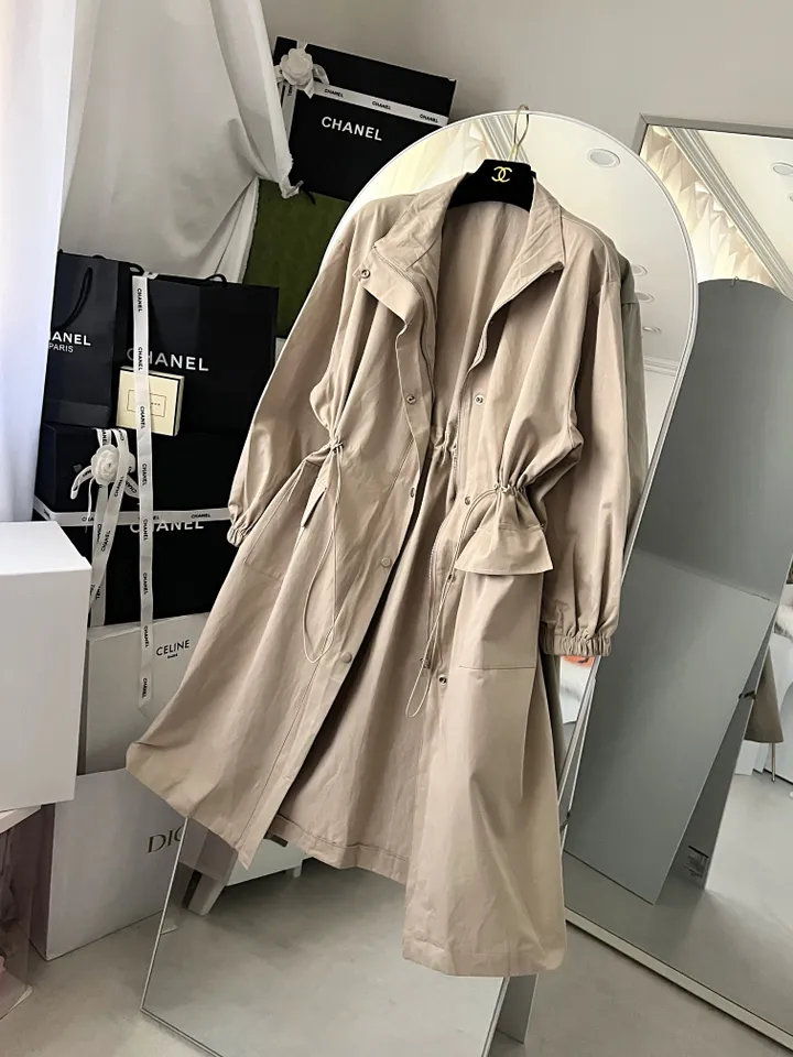 [⚡️당일출고⚡️/*남은수량마지막*] 휘뚜루마뚜루 데일리 허리 스트링 카라넥 롱 트렌치 코트 상세 이미지 9