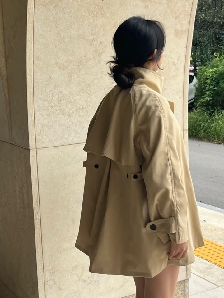 [봄 가을 필수🍂] 숏 케이프 트렌치 하프코트 2color 상세 이미지 17