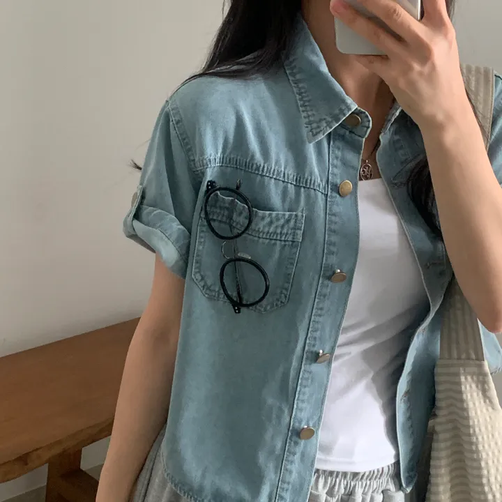 [여름자켓/데일리] 라이크 롤업 투포켓 반팔데님 자켓, 셔츠 - 3color 상세 이미지 35