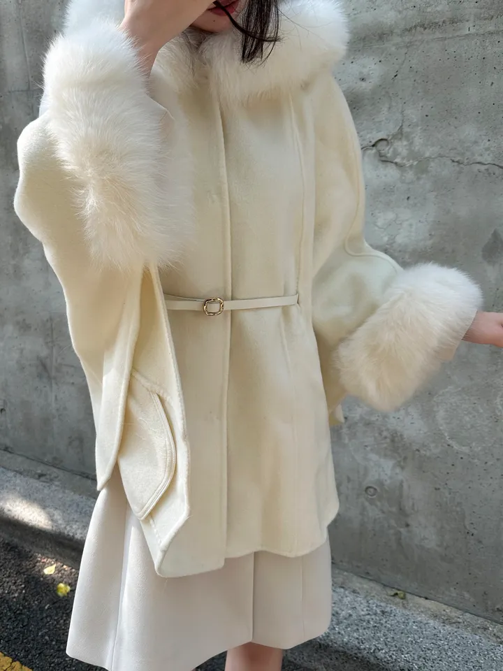 [MADE/호주울100% 폭스100%]3color 폭스퍼 탈부착 케이프 코트/ 저퀄리티 비교 불가!! 상세 이미지 18
