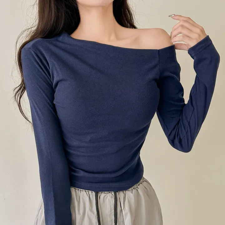 제니 원숄도 오픈 원오프숄더 스핀 티셔츠 러블리 상세 이미지 1