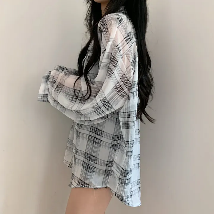 [장마철&휴가철] 은은한 시스루 루즈핏 체크남방,셔츠;2col 상세 이미지 27