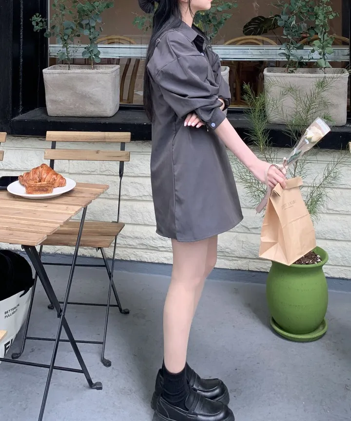 [set🖤/기장조절/데이트룩] 셔츠ops+뷔스티에ops 투피스 레이어드 세트set 상세 이미지 40