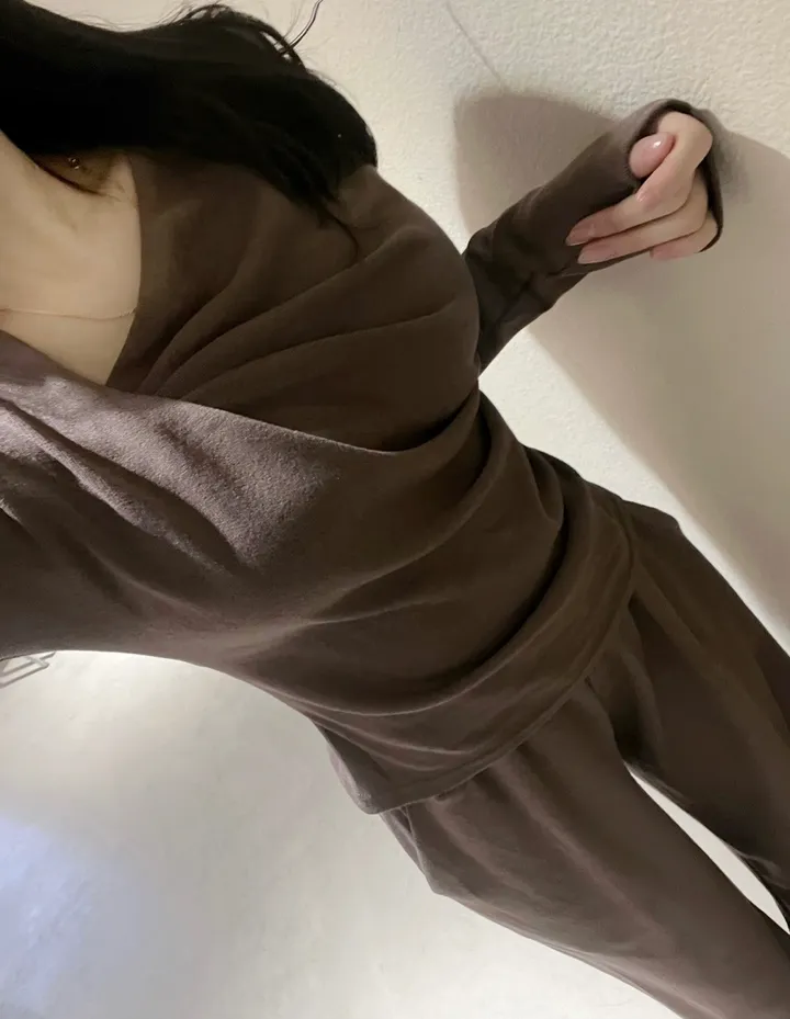 몸매보정핏 언발 셔링 와이드 밴딩 투피스 세트 상세 이미지 19