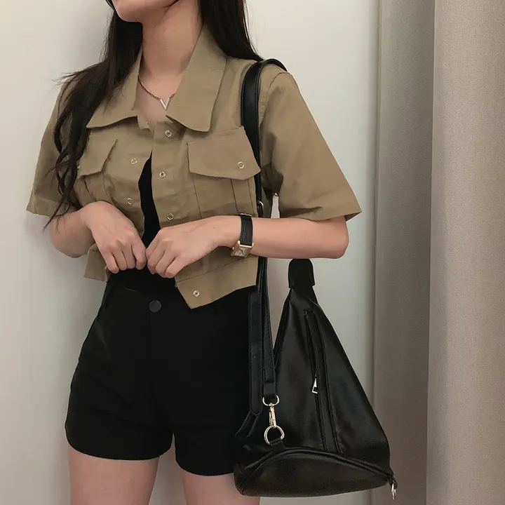 [여름*.*/핏보장🤍] 아몬드 야상 크롭 반팔 자켓 상세 이미지 11