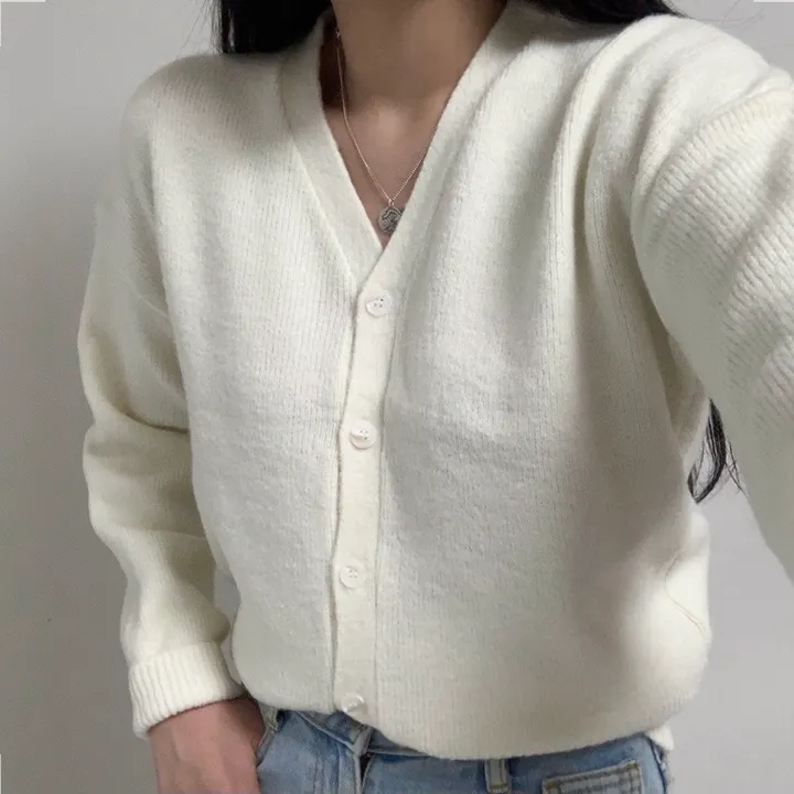 [7컬러/도톰해요!] 촘촘한 짜임의 데일리 브이넥 니트 가디건 상세 이미지 13