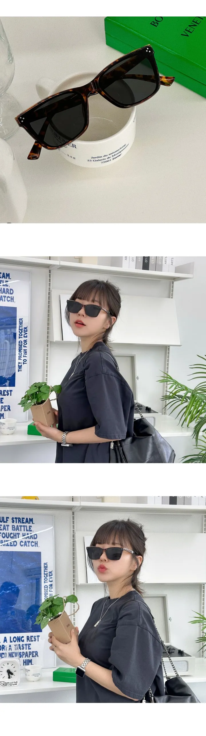 [오늘출발🚀/3종세트가격] UV400 데일리 스퀘어 캣아이 선글라스 자외선차단 상세 이미지 4