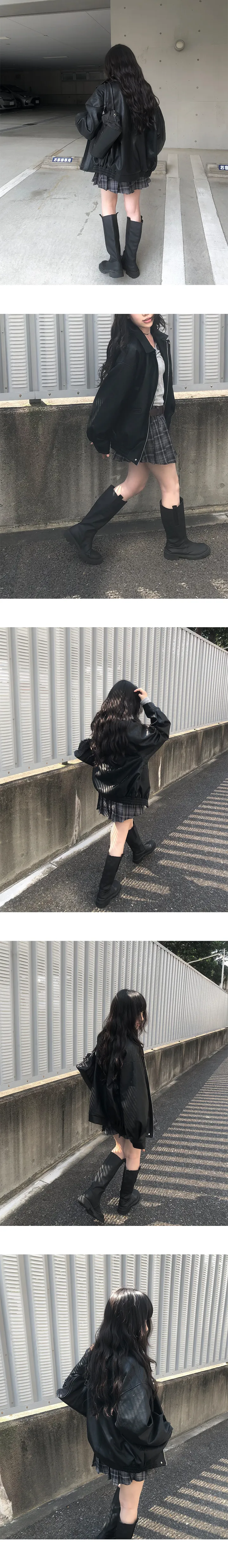 [간절기/퀄리티🖤] 밀런 오버핏 레더 블루종 가죽자켓 상세 이미지 8