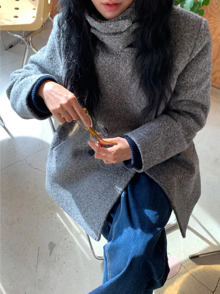 멜드 터틀넥 하프 더블 코트 상세 이미지 28