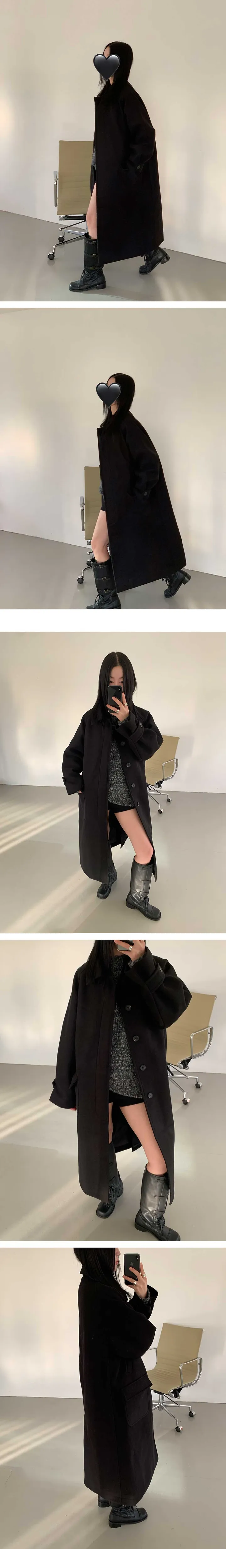 [오버핏/핏 최고햐..] 히든 버튼 맥시 롱 코트 (3color) 상세 이미지 6