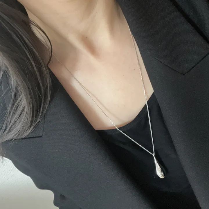 심플 물방울 롱 목걸이 상세 이미지 4