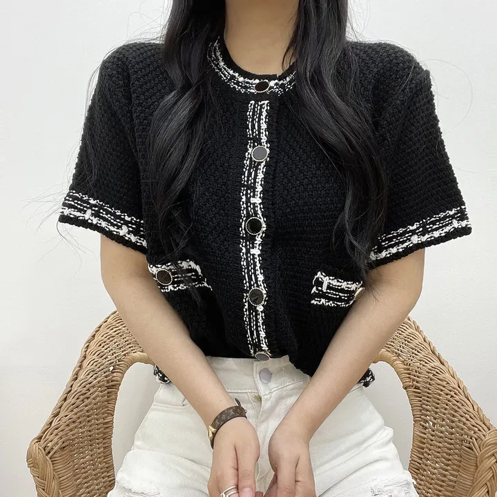 로망스 트위드 반팔 니트 가디건 7color 상세 이미지 3