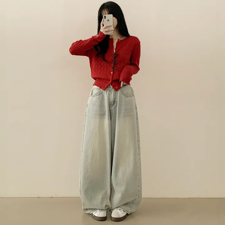 [고퀄!/가디건의 정석] 꽈배기 라운드 케이블 기본 세미크롭 긴팔 봄가디건 상세 이미지 17