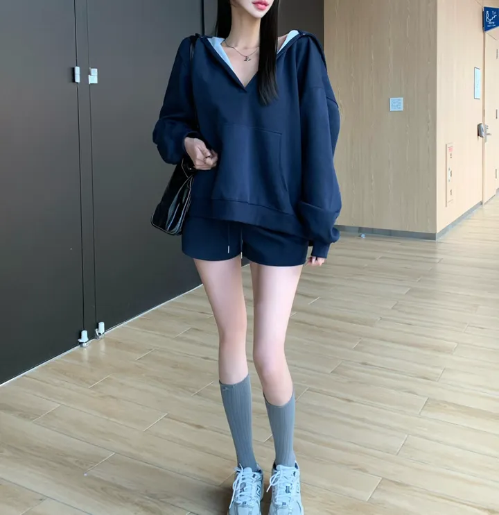 *단독제작/당일* [여름밤에도🕶/힙커버] 빅포켓 오버핏 후드티 + 반바지 set 셋업 투피스 아방핏 루즈핏 하의실종 상세 이미지 11