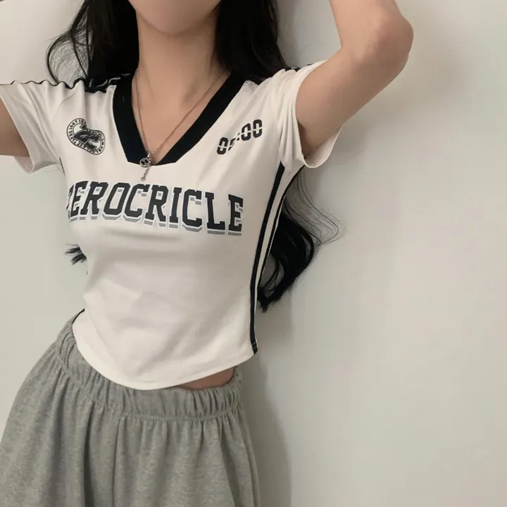 [찐만족도100%🤍] 블록코어 져지 배색 레터링 스트릿 크롭 반팔티셔츠 - 6color 상세 이미지 11