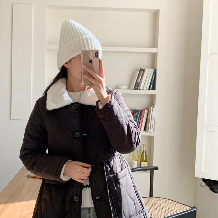 [당일출고/고퀄💯] 안감전체퍼 퍼카라 누빔 밍크 롱패딩 코트,2color 상세 이미지 9