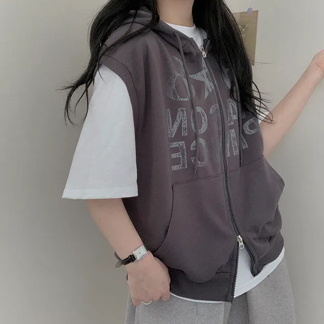 [투웨이/빈티지] 808레터링 포인트 오버핏 후드조끼 상세 이미지 12