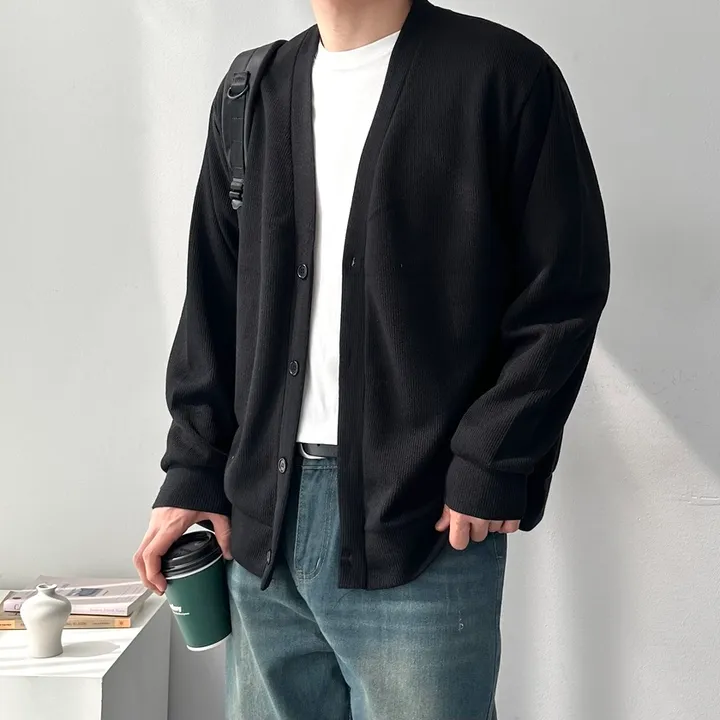 4color 어깨 +3cm 남녀공용 오버핏 소프트 루즈핏 니트 가디건 자켓 남자브이넥베이직가디건 상세 이미지 13