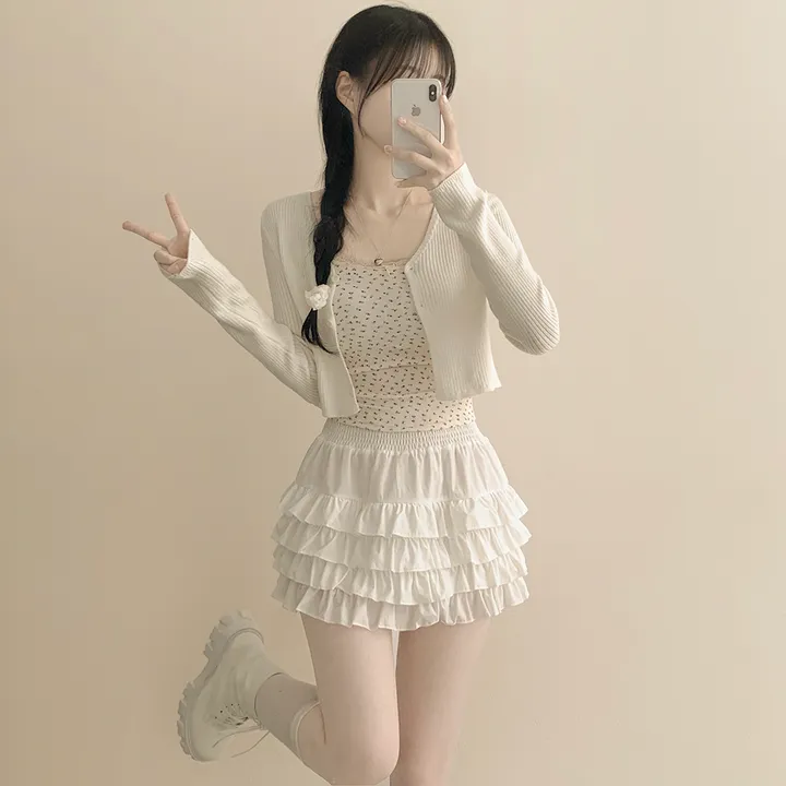 [벚꽃룩🌸/여리색감] 파스텔 크롭 슬림핏 트임 봄여름 니트가디건 딸기우유 핑크 소라 러블리힙 상세 이미지 17