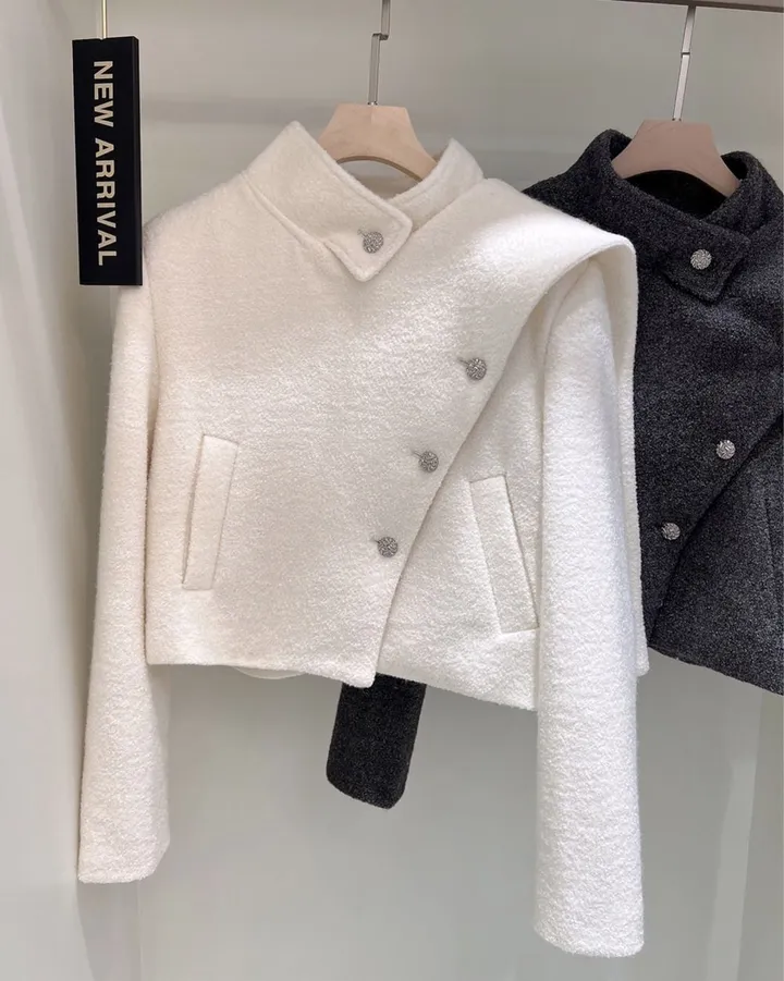 다미 프리미엄 머플러 세미 크롭 코트 (2colors) 상세 이미지 23