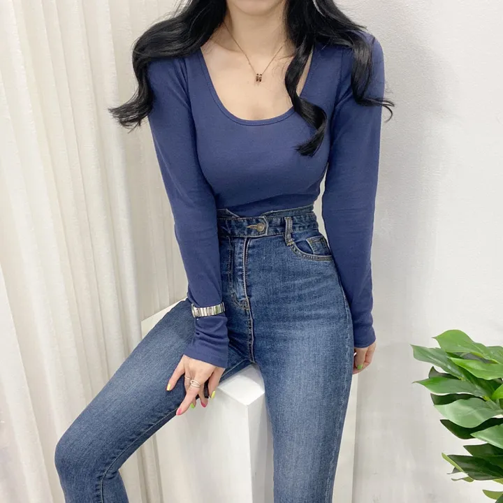 🚀당일발송🚀[묶음할인/데일리템] 봄 가을 디아 카야 둥근 스퀘어 긴팔 티셔츠 이너티 상세 이미지 20