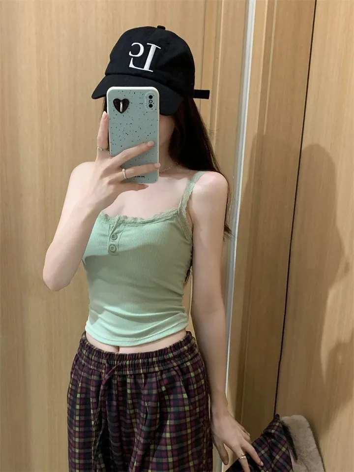 오늘출발💥[캡내장]여름 필수템💖여리여리 이너웨어 크롭 미니멀 베이직 나시 캐미솔 속옷 데일리 아이템 [가디건 안에 입기 좋은옷] 상세 이미지 14