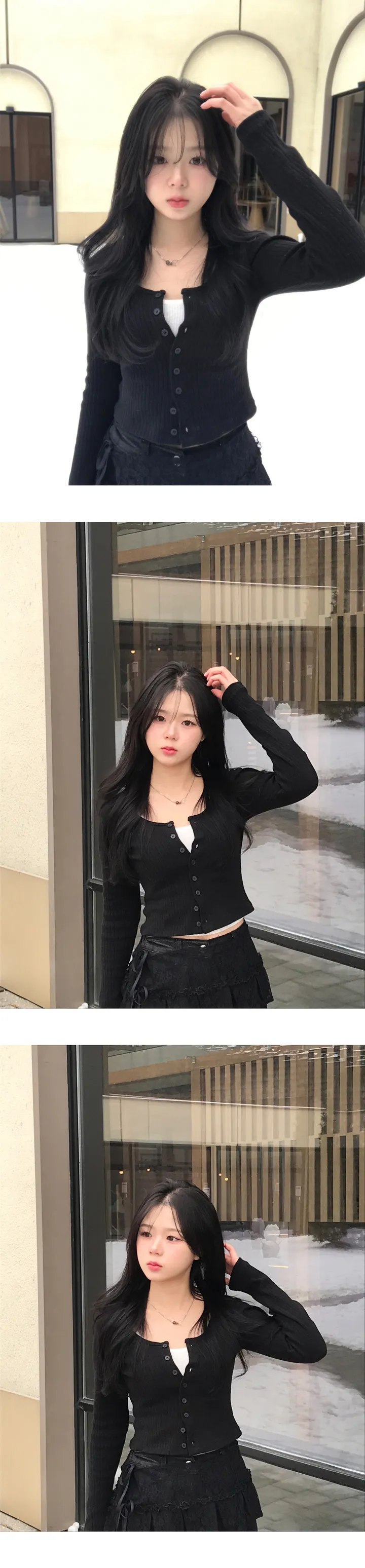 u넥 골지 크롭 간절기 가디건 4color 상세 이미지 12