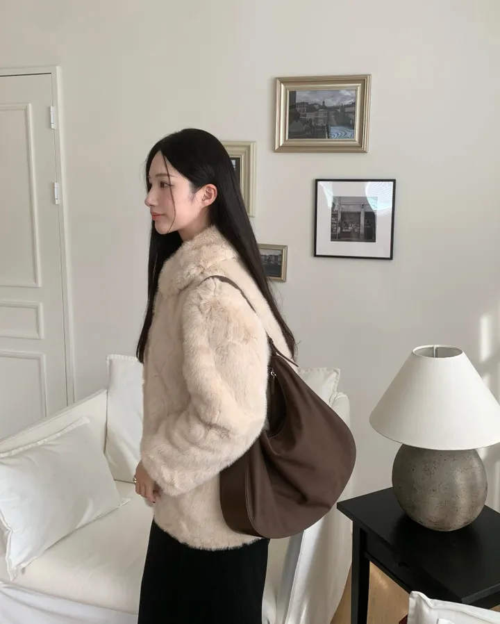베인 겨울 카라 퍼 자켓 하프코트 싱글자켓 밍크자켓 상세 이미지 13