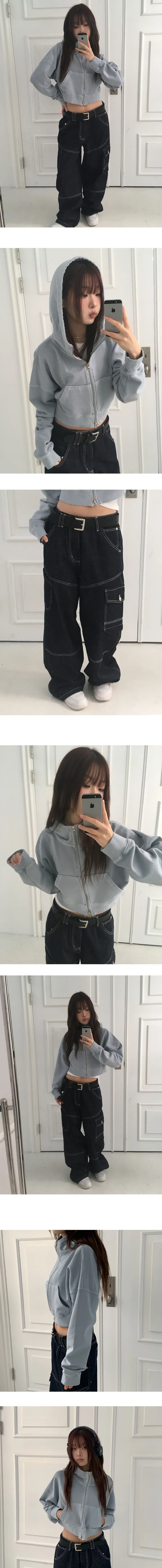 [MADE]  코어 피그먼트 투웨이 크롭 후드 집업 - 3color 상세 이미지 21
